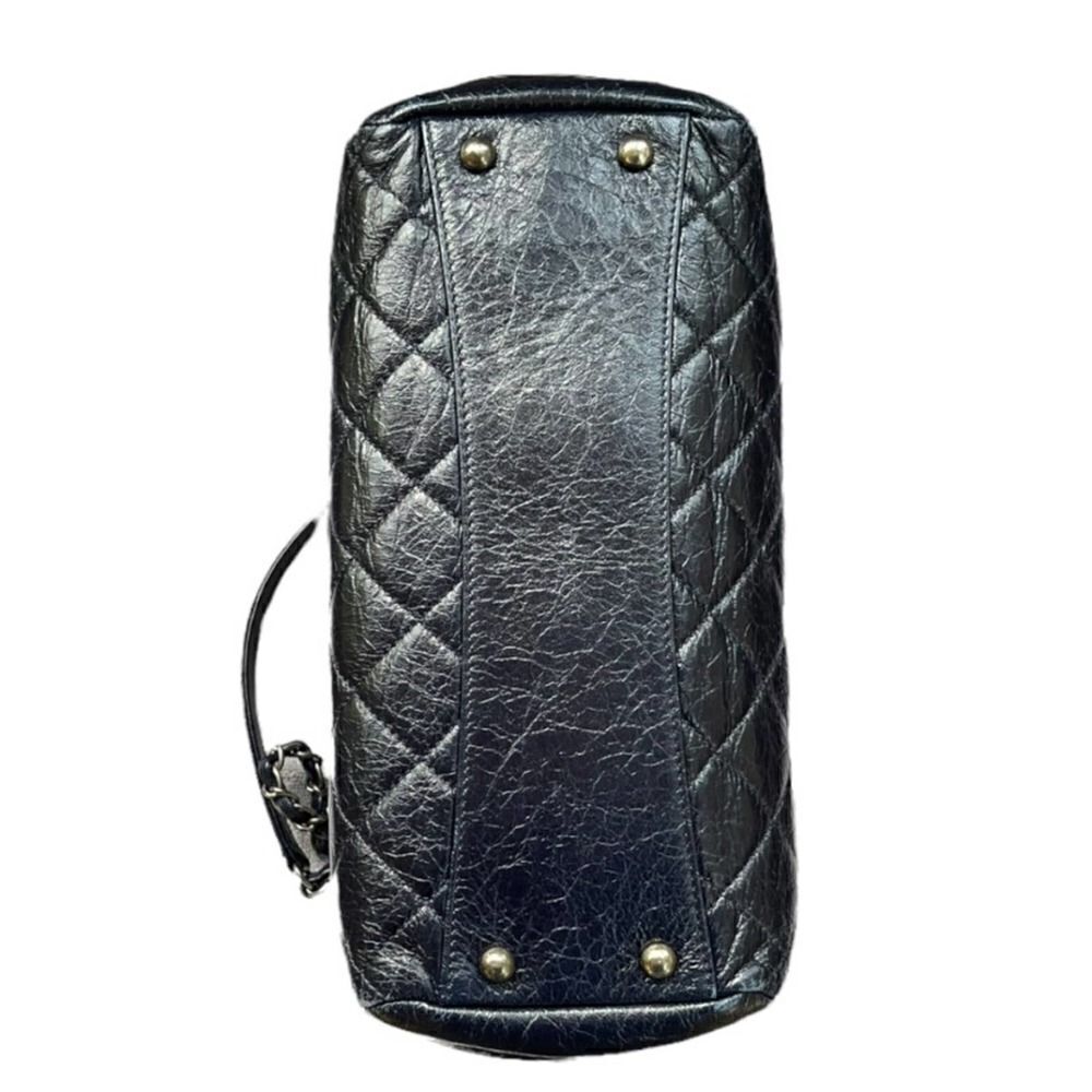 Chanel Accordion Large Quilted Crackled Handbag Blue - Picture 3 of 16